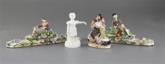 A group of Minton bone china figures, c.1825-45, largest 21.5cm, some damage